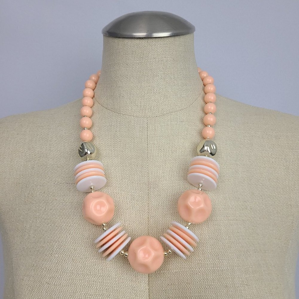 VINTAGE Peach Necklace Chunky Beaded
